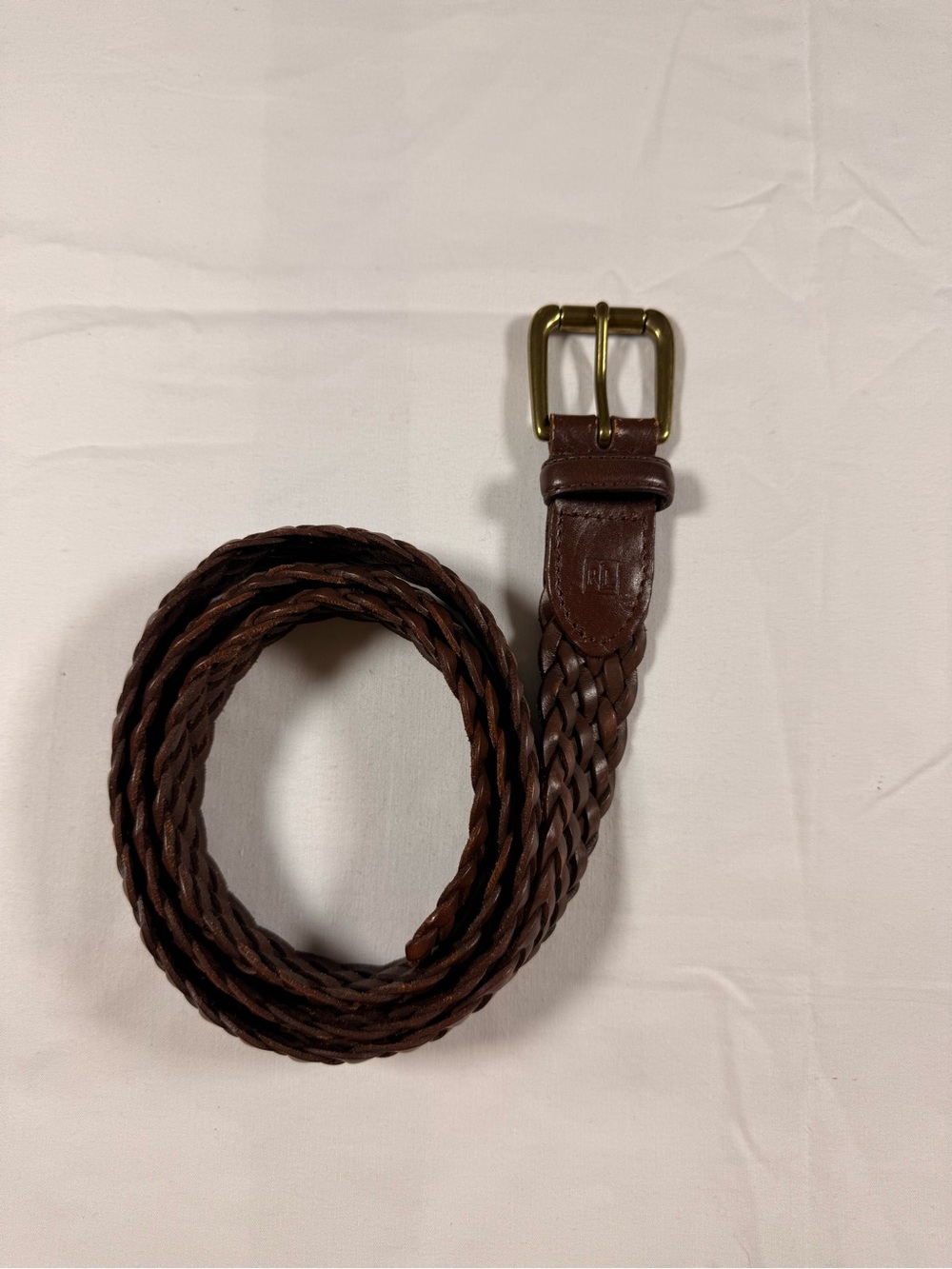 Ralph Lauren Braided Dark Brown Leather Belt